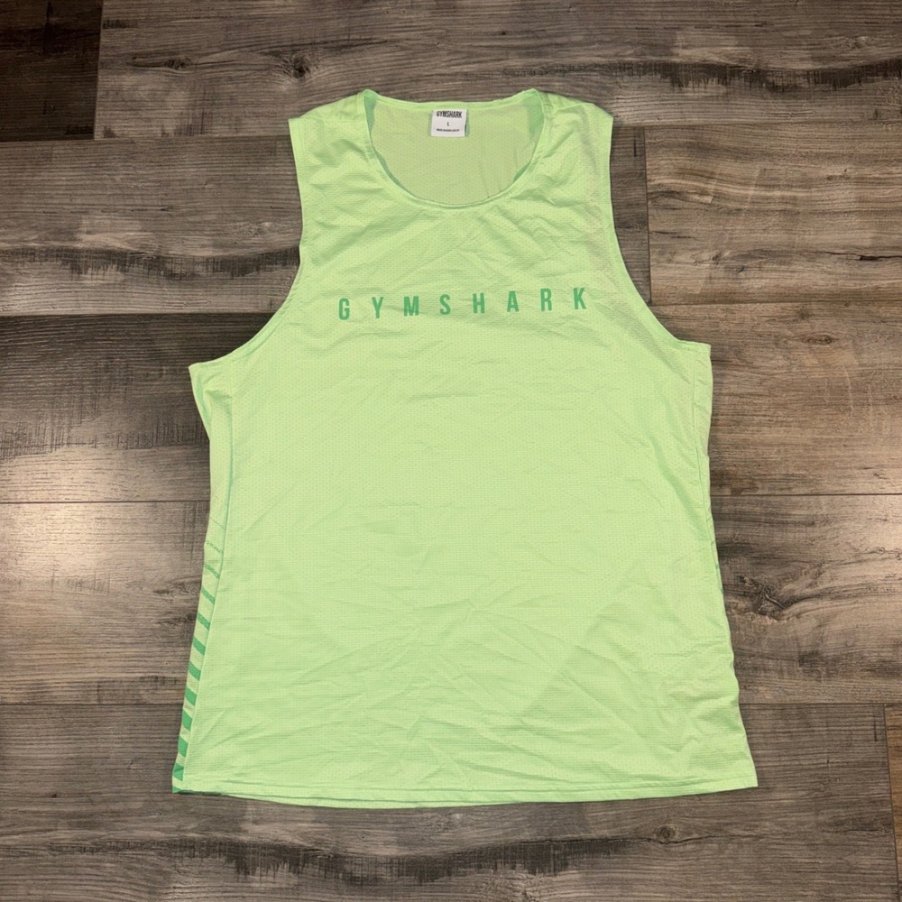 Gymshark Tank Top Womens L Green Mesh Sleeveless Workout Gym Athletic